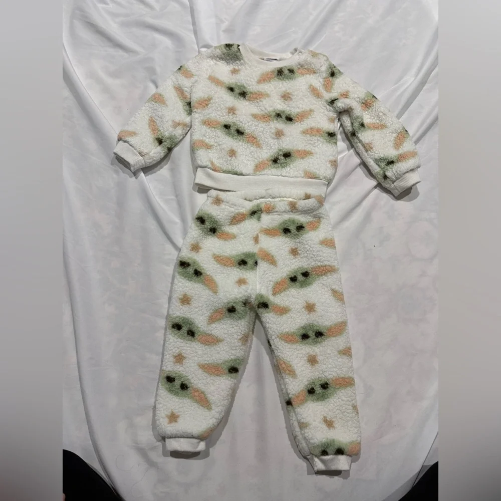 🌸406 Disney Star Wars Grogu Baby Yoda Fuzzy Sherpa Pajama Set 24M Mandalorian